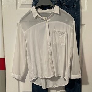 Abercrombie & Fitch Sheer White Button-Up Blouse